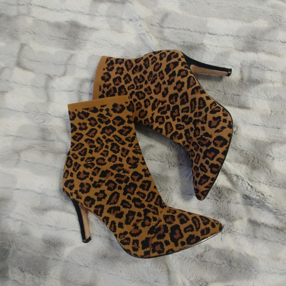 MIA Shoes - MIA leopard print sock booties